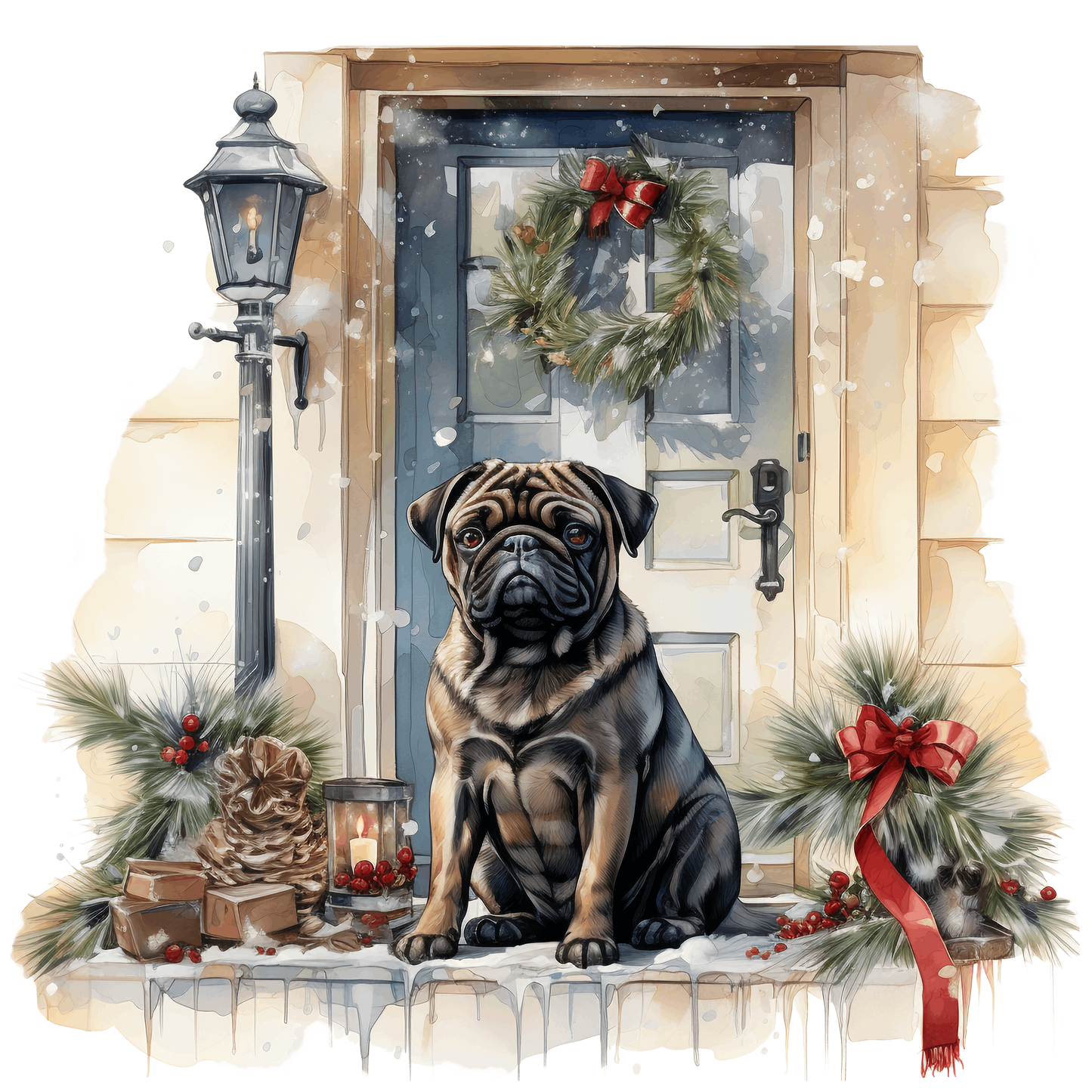 Mops Bügelbild Weihnachten #28