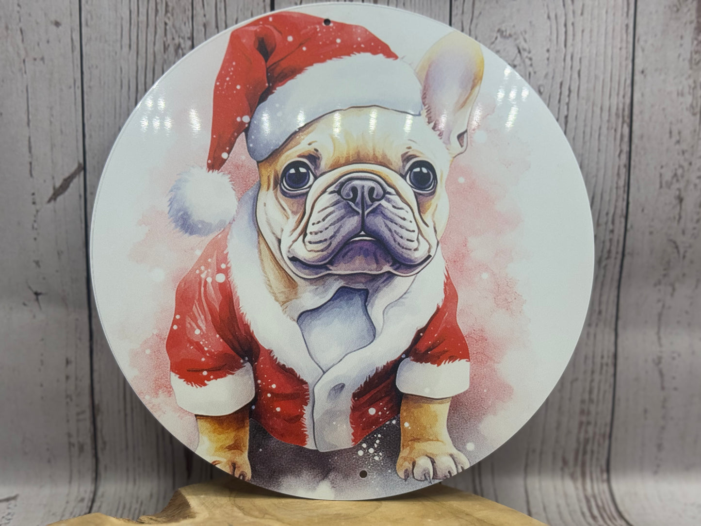 Französische Bulldogge Türschild / Dekoschild / Blechschild Weihnachten #154- Sale