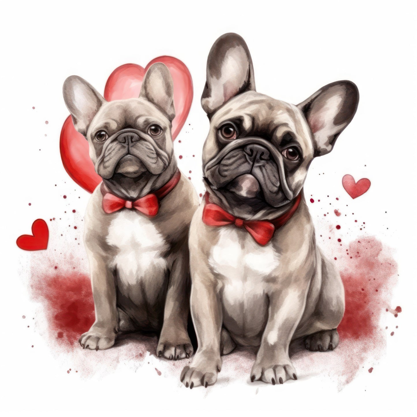 Französische Bulldogge Bügelbild Herzen #8
