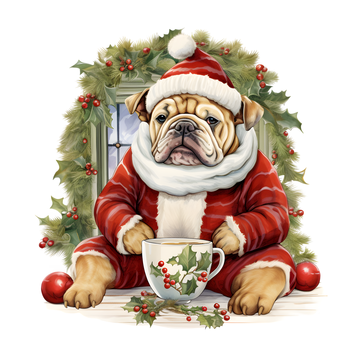Englische Bulldogge Bügelbild Weihnachten #59