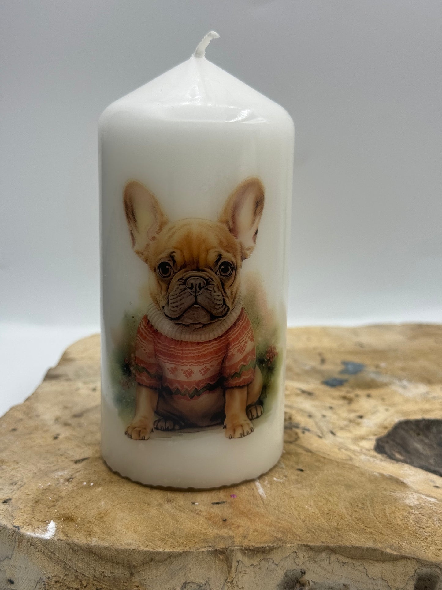 Französische Bulldogge Kerze / Stumpenkerze Weihnachten #13