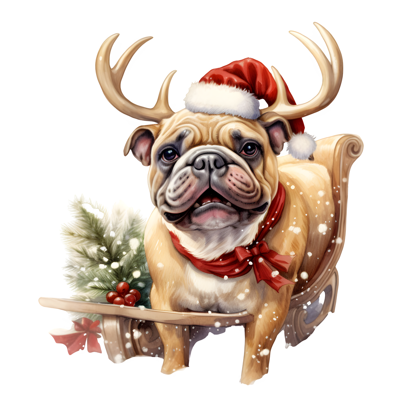 Englische Bulldogge Bügelbild Weihnachten #49
