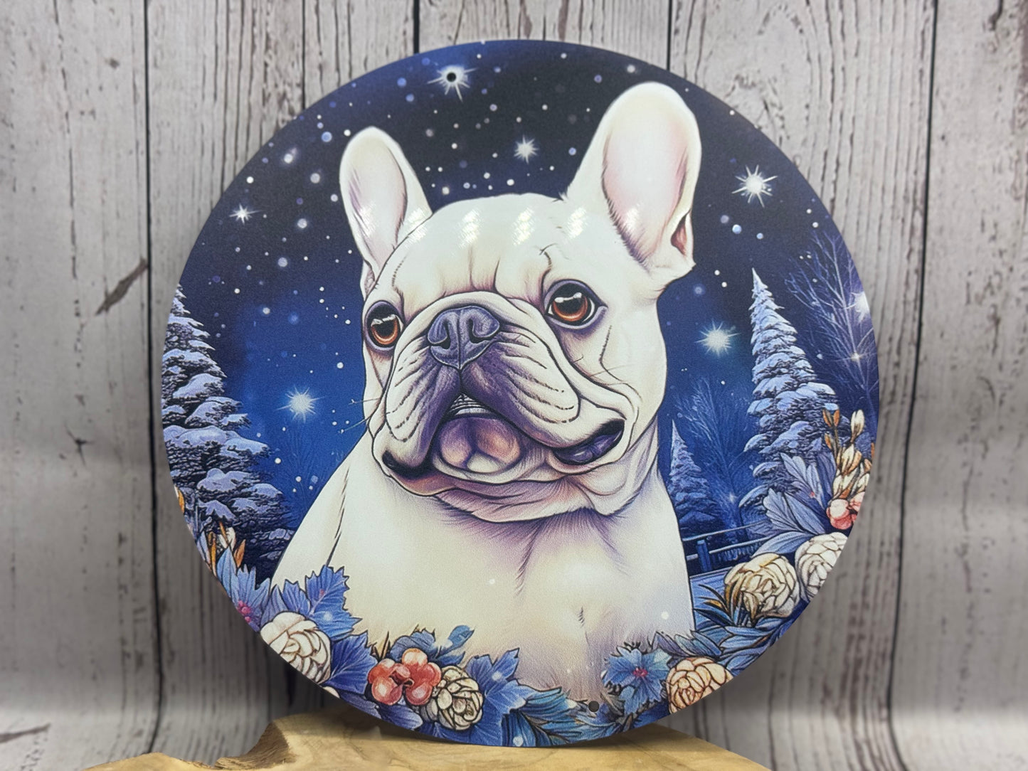 Französische Bulldogge Türschild / Dekoschild / Blechschild Weihnachten #160 - Sale