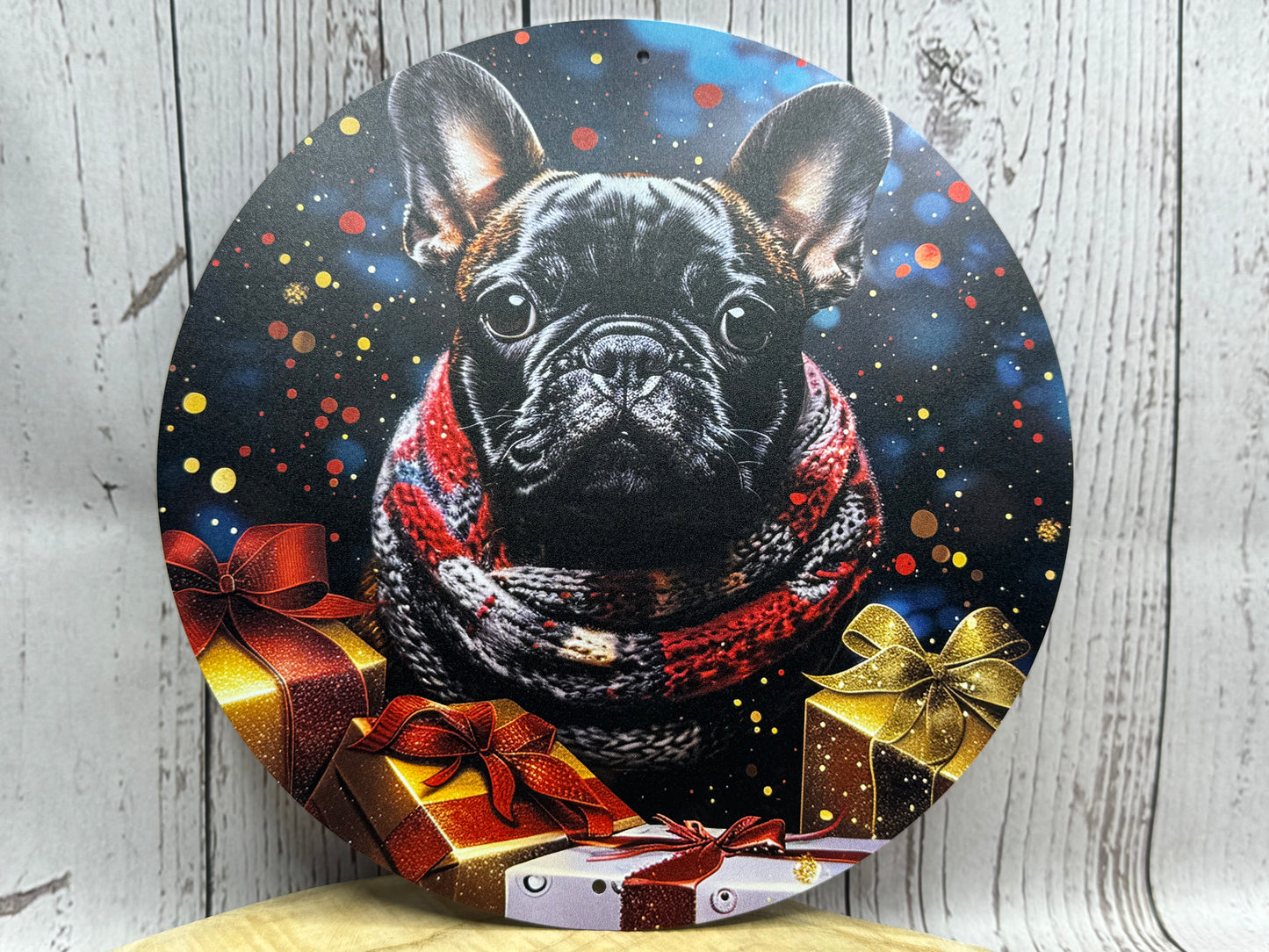 Französische Bulldogge Türschild / Dekoschild / Blechschild Weihnachten #148- Sale