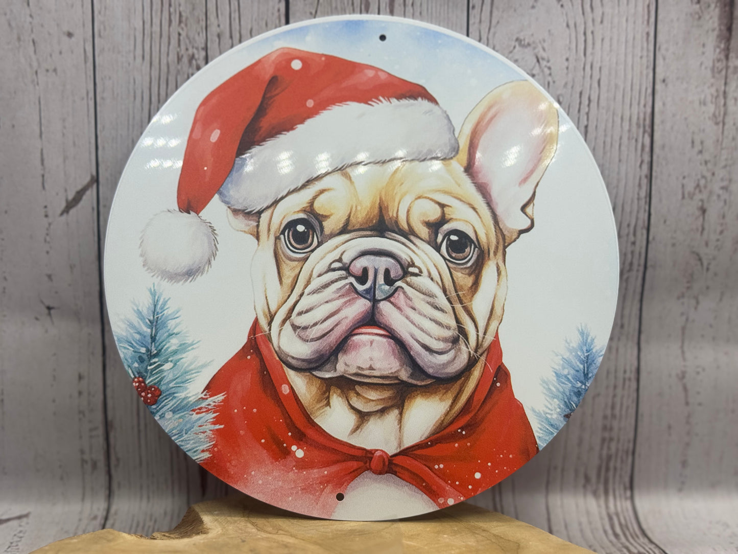 Französische Bulldogge Türschild / Dekoschild / Blechschild Weihnachten #156- Sale