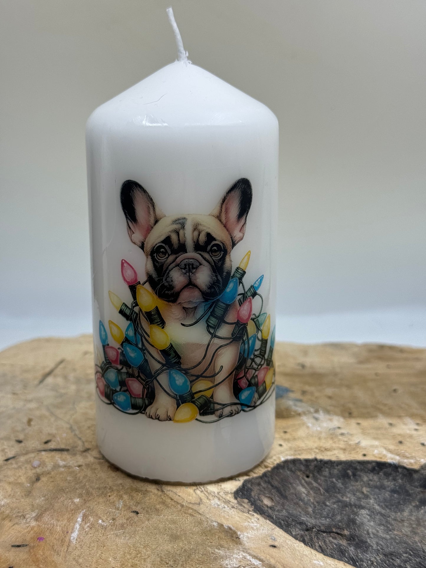 Französische Bulldogge Kerze / Stumpenkerze Weihnachten #7