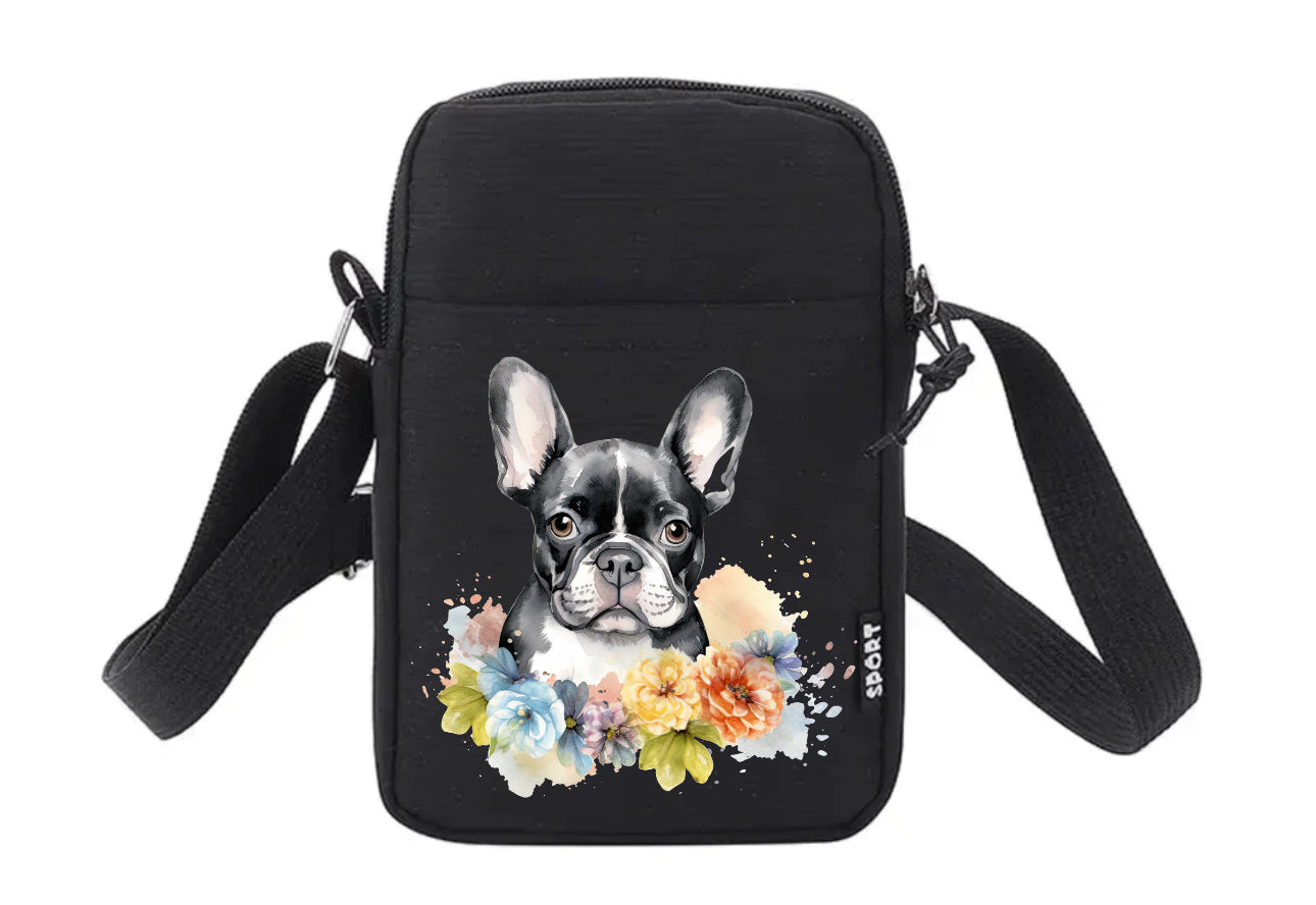 Französische Bulldogge Tasche / Umhängetasche Floral #8