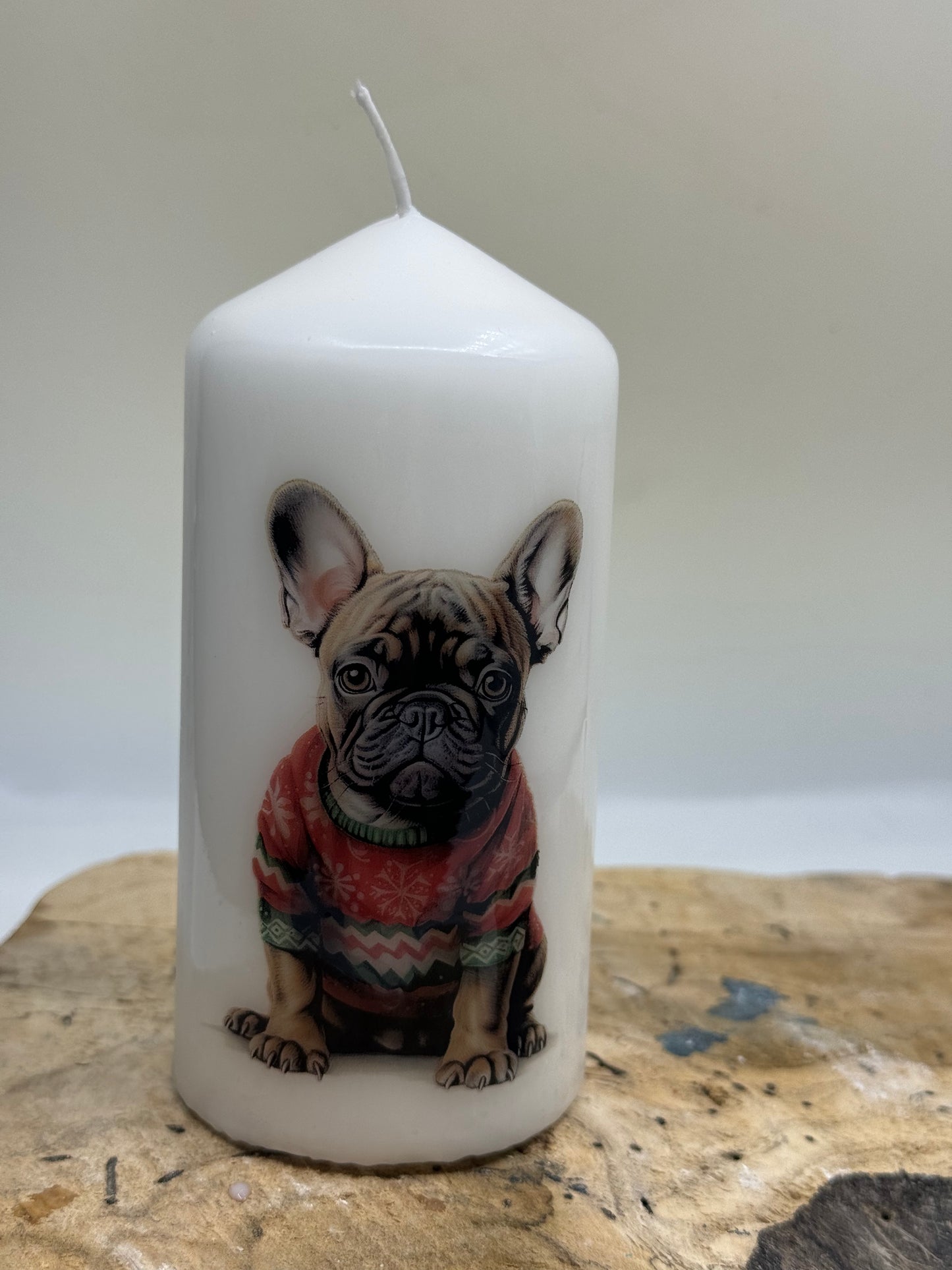 Französische Bulldogge Kerze / Stumpenkerze Weihnachten #9