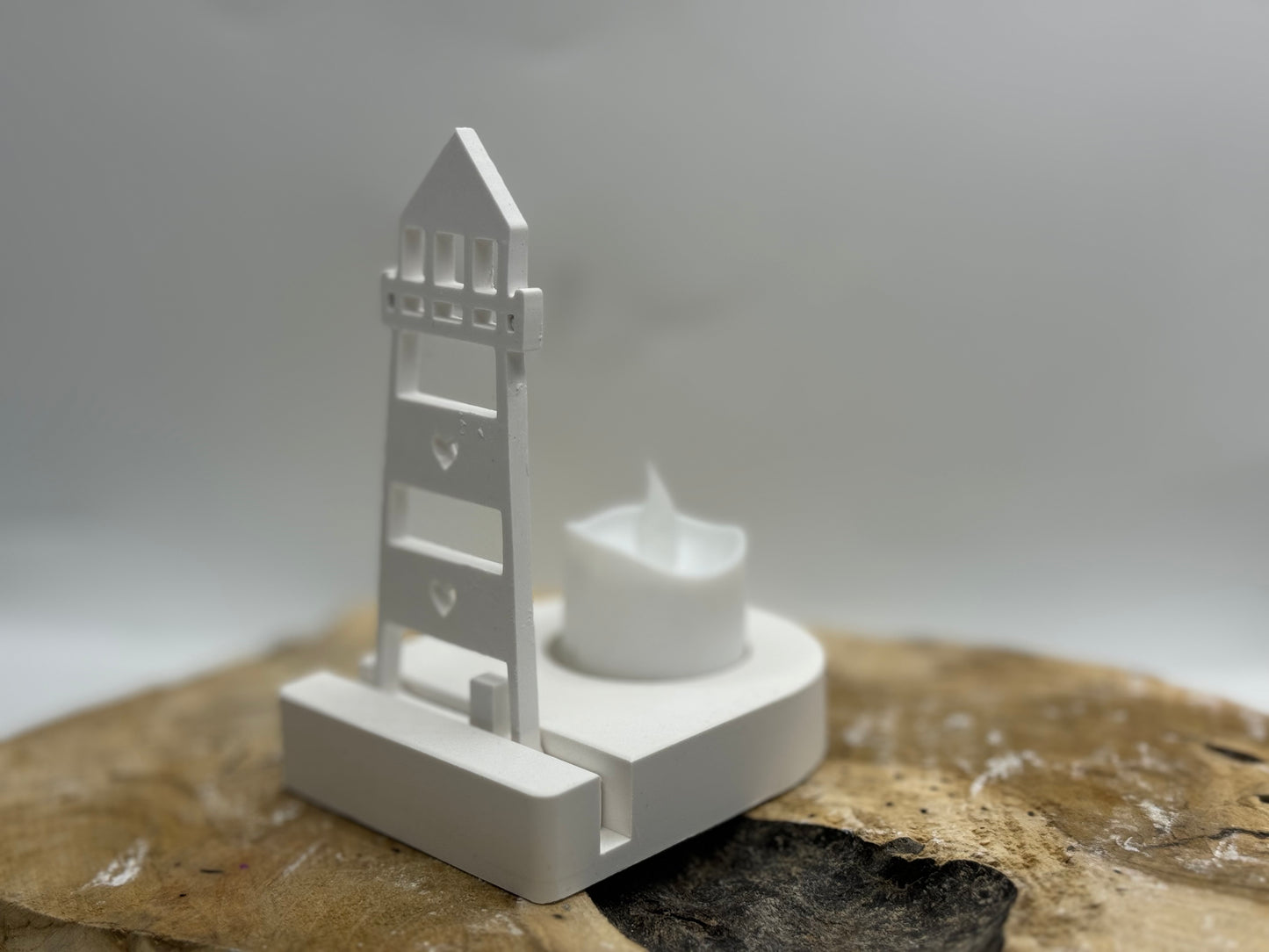 Teelichthalter mit Einschieber Leuchtturm