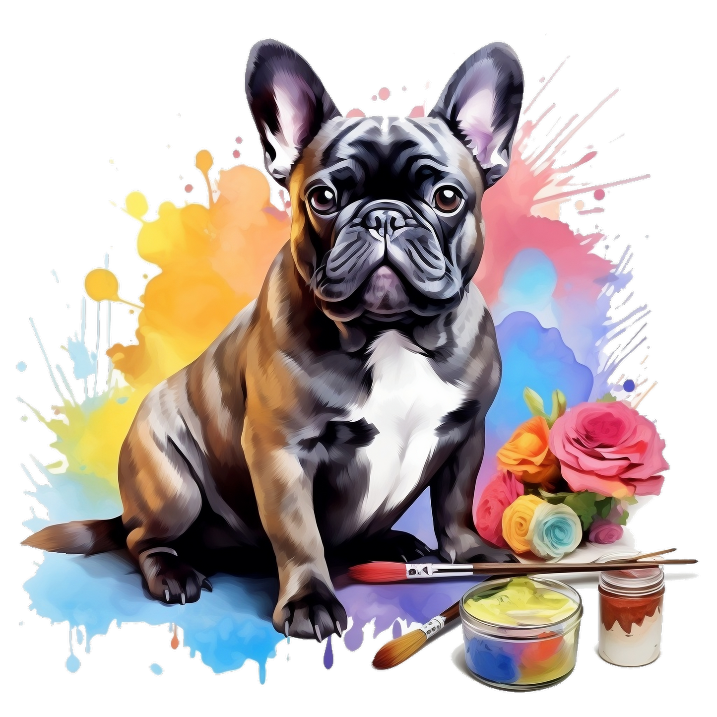 Französische Bulldogge Bügelbild Watercolor #1