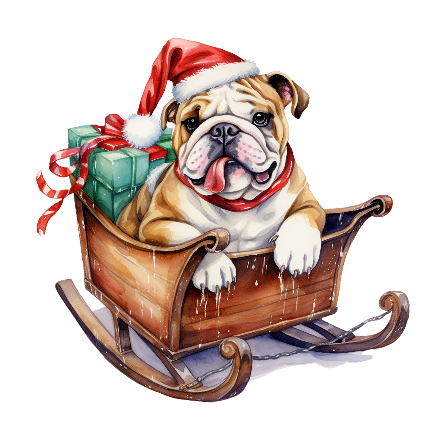 Englische Bulldogge Bügelbild Weihnachten #24