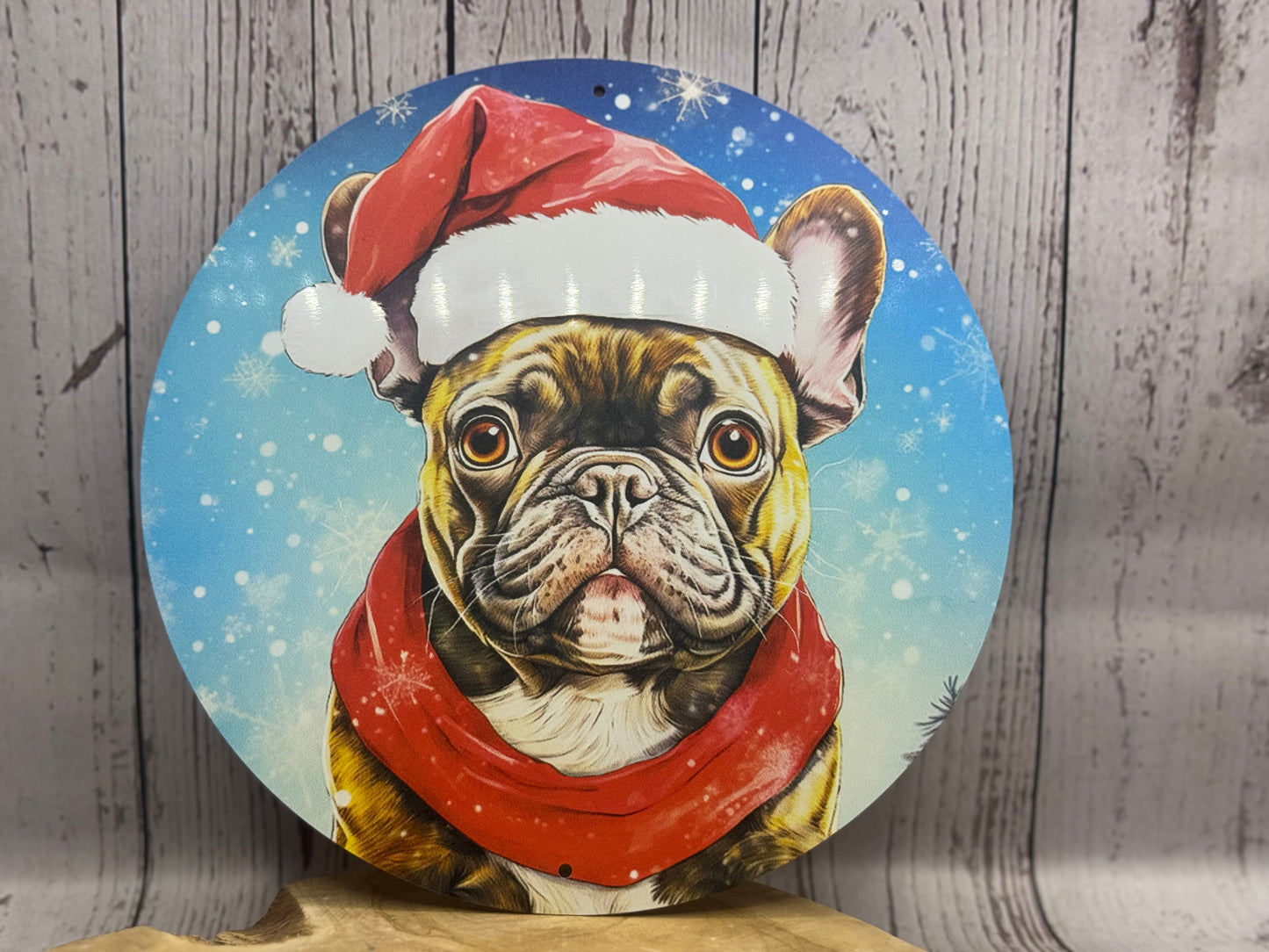 Französische Bulldogge Türschild / Dekoschild / Blechschild Weihnachten #155 - Sale