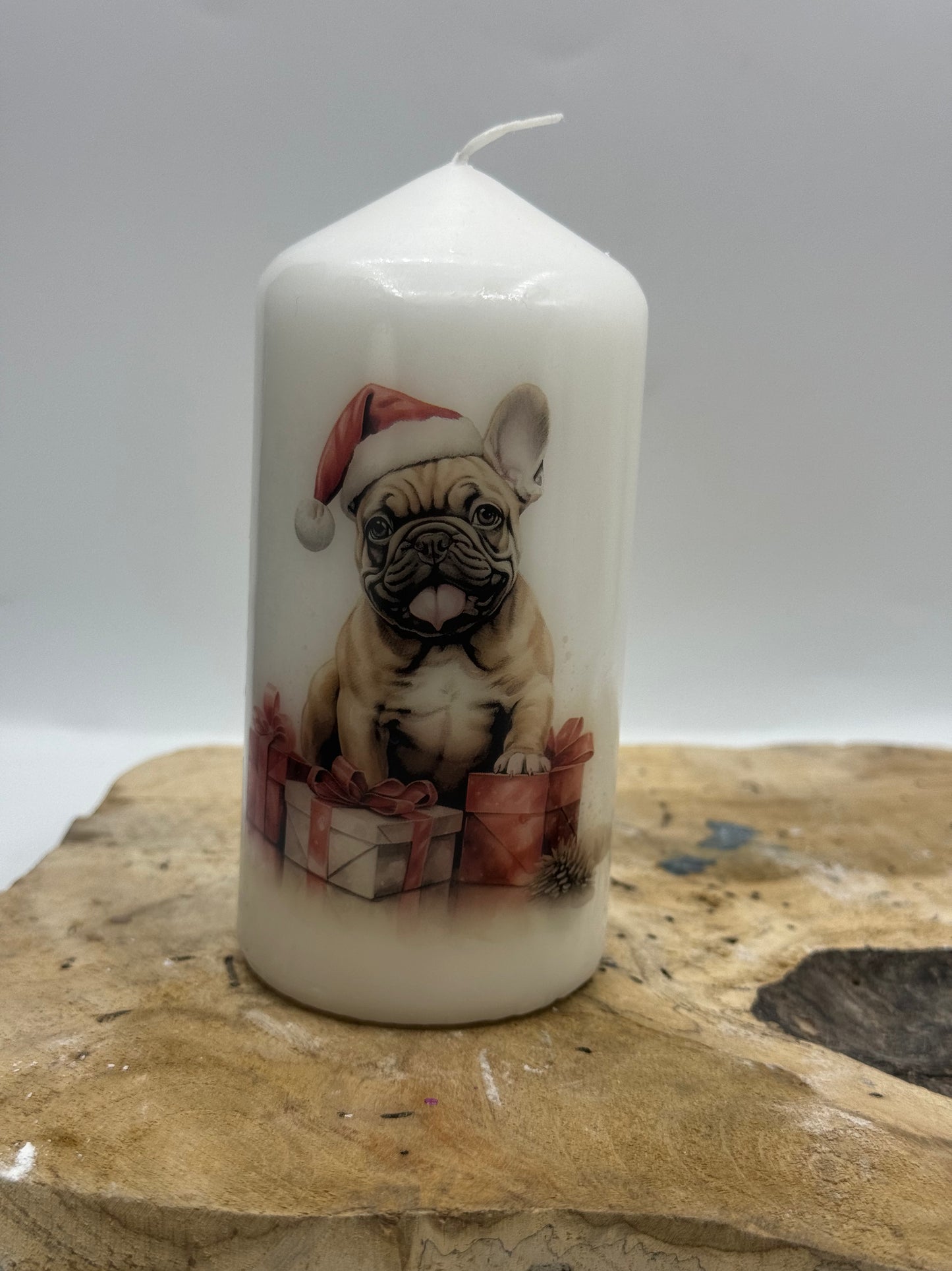 Französische Bulldogge Kerze / Stumpenkerze Weihnachten #14