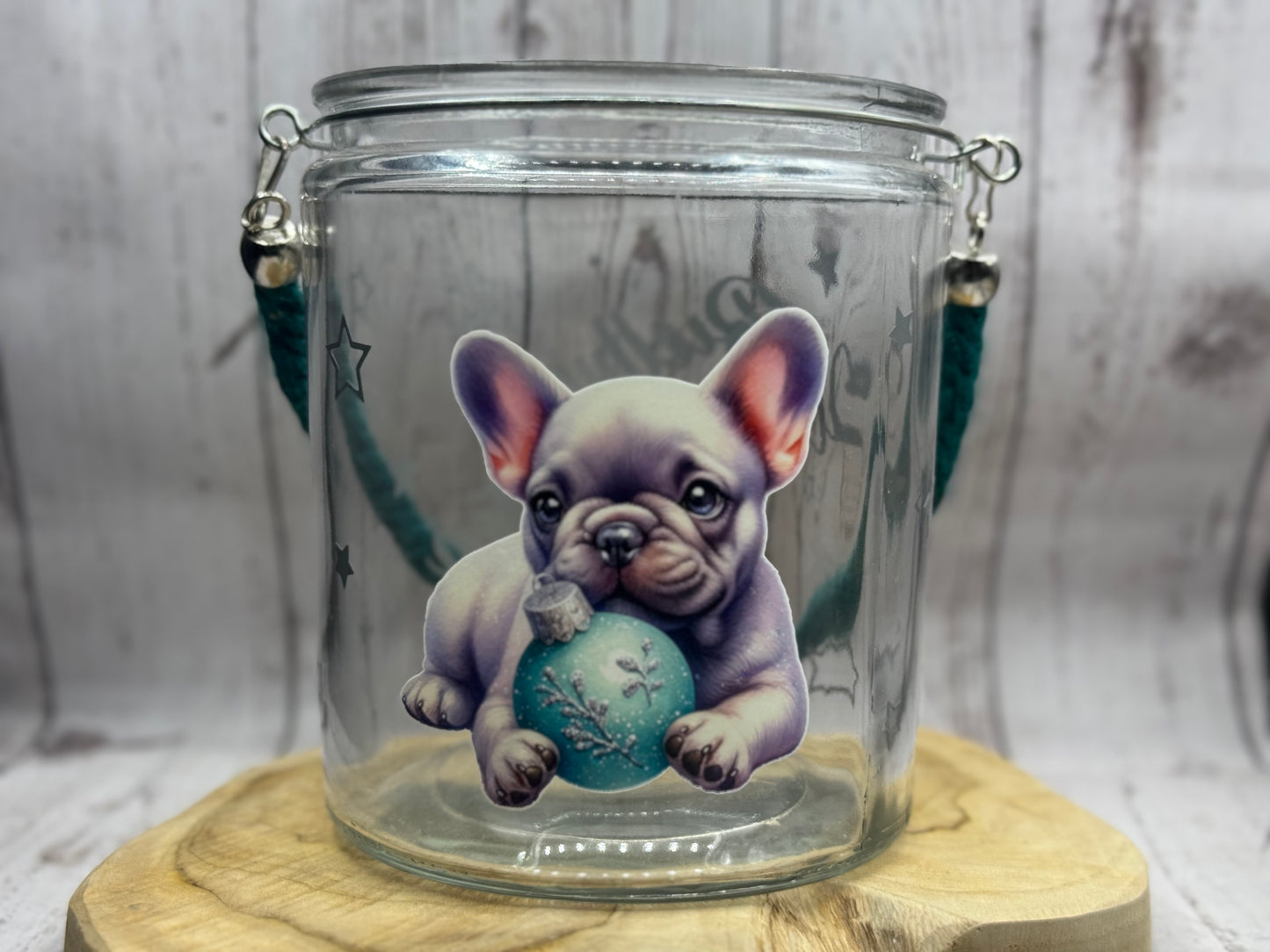 Französische Bulldogge Windlicht Weihnachten sofort versandbereit - Sale