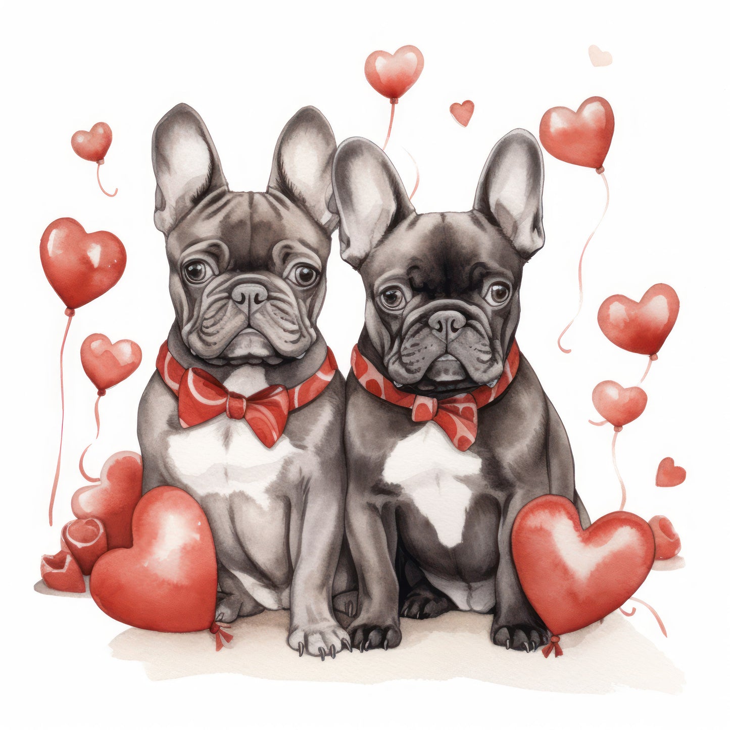 Französische Bulldogge Bügelbild Herzen #7