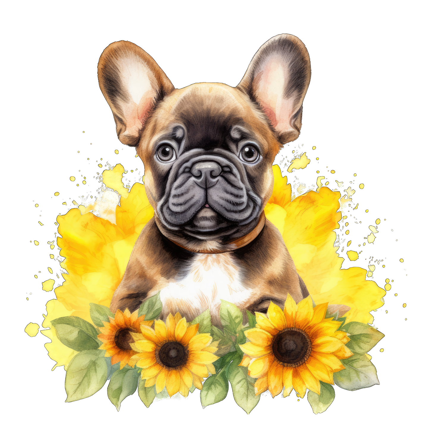 Französische Bulldogge Bügelbild Floral #8