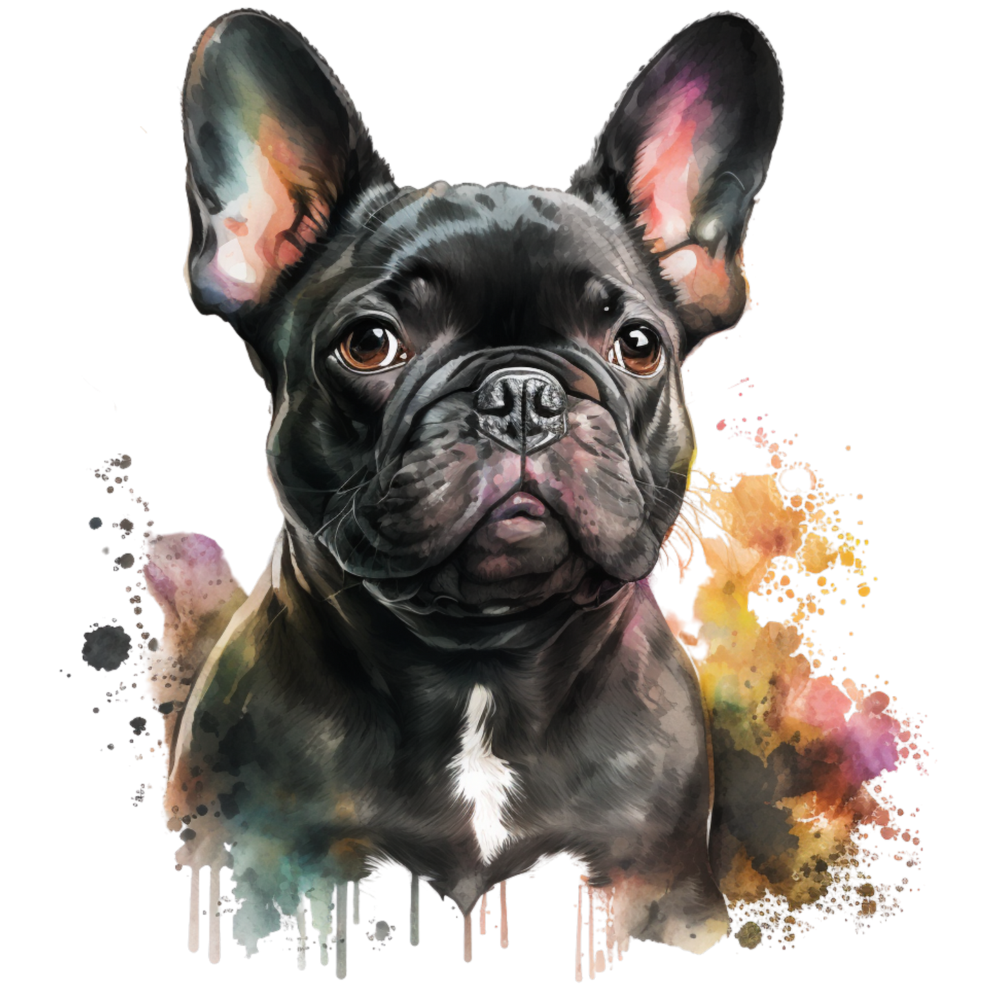 Französische Bulldogge Bügelbild Watercolor #18