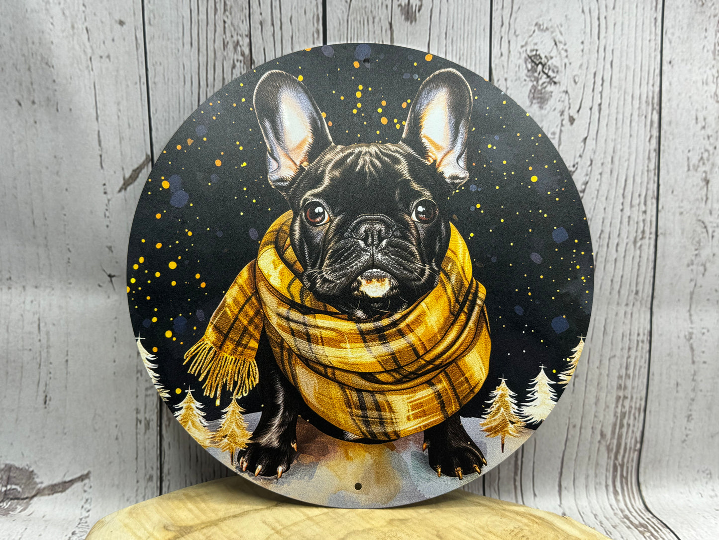 Französische Bulldogge Türschild / Dekoschild / Blechschild Weihnachten #150 - Sale
