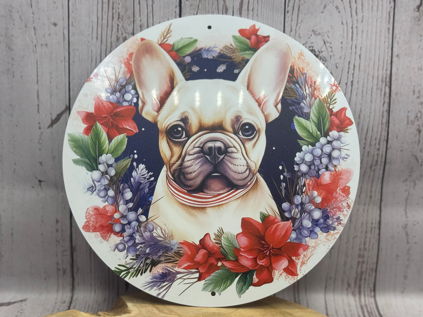 Französische Bulldogge Türschild / Dekoschild / Blechschild Weihnachten #161 - Sale