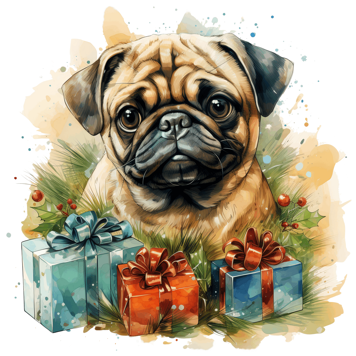 Mops Bügelbild Weihnachten #17