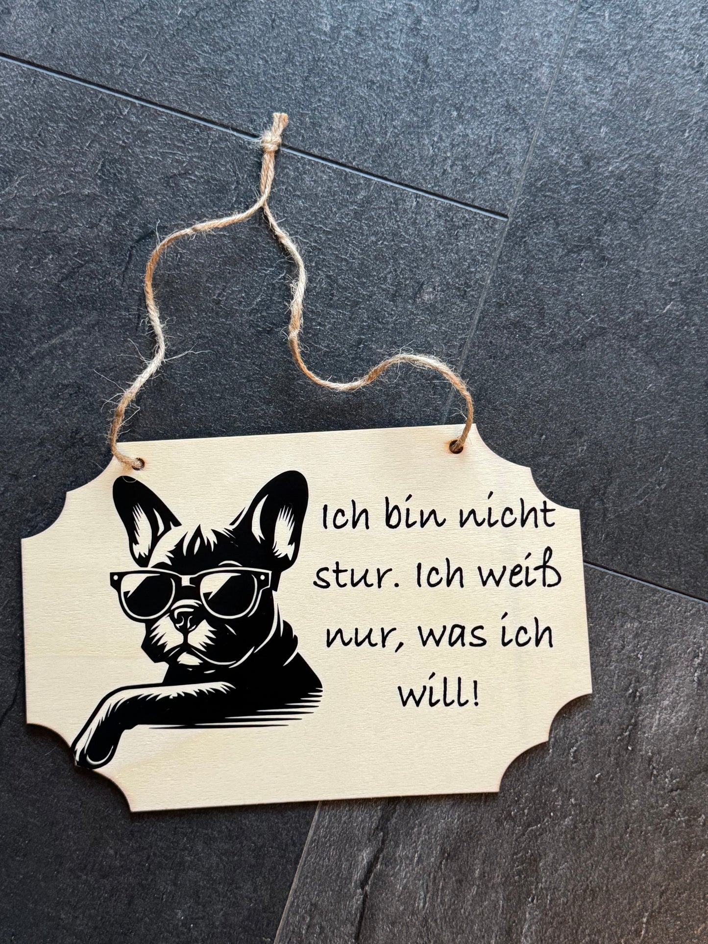 Französische Bulldogge Türschild / Dekoschild nach Wunsch - Holz #7