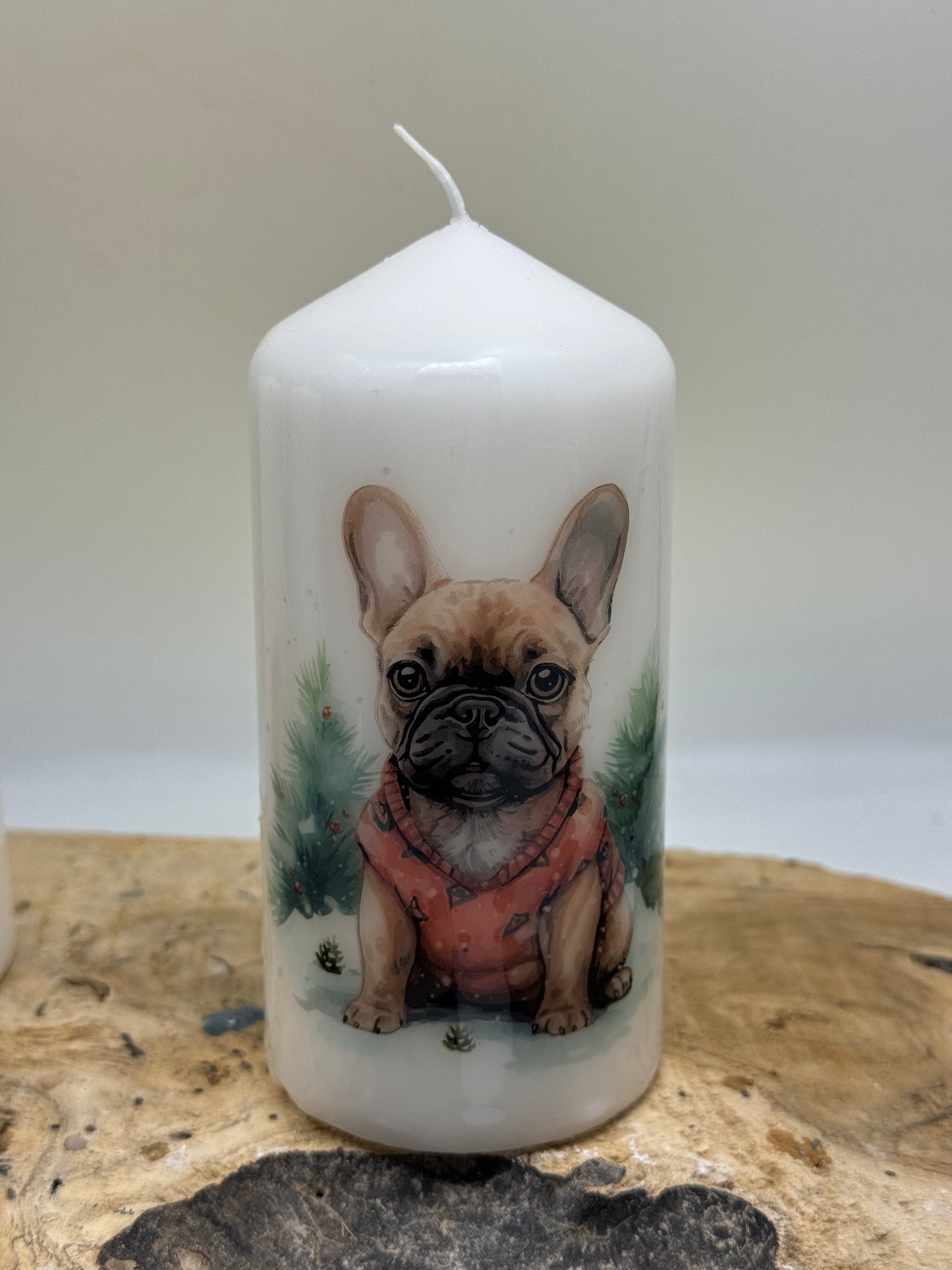 Französische Bulldogge Kerze / Stumpenkerze Weihnachten #5