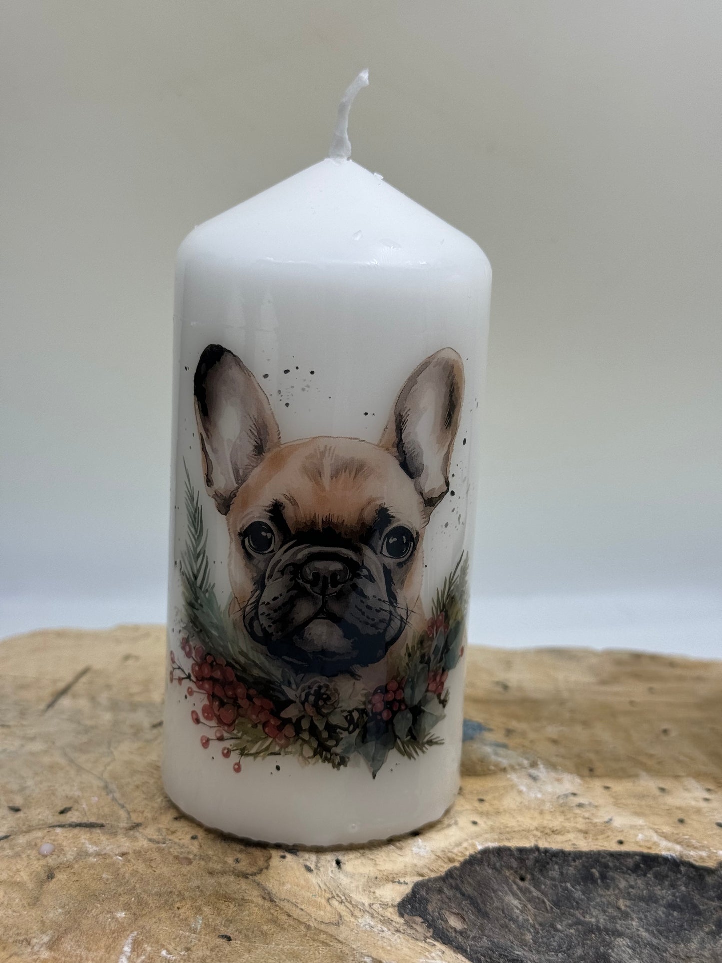 Französische Bulldogge Kerze / Stumpenkerze Weihnachten #12