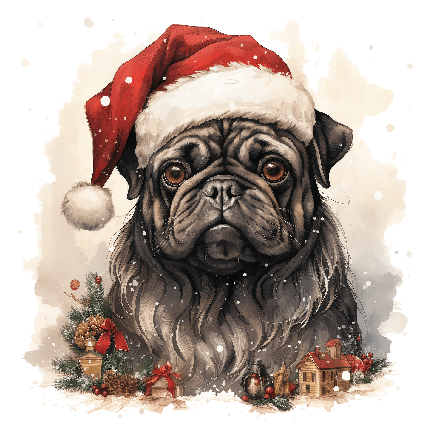 Mops Bügelbild Weihnachten #10