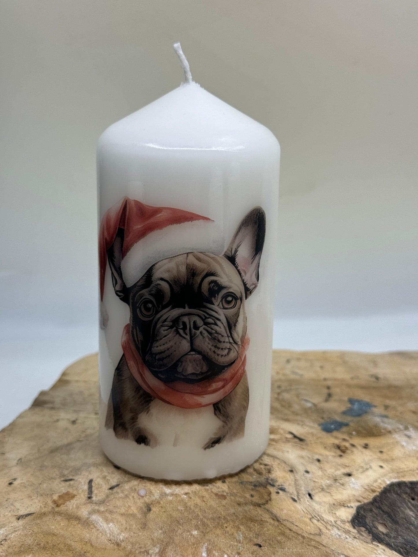 Französische Bulldogge Kerze / Stumpenkerze Weihnachten #10