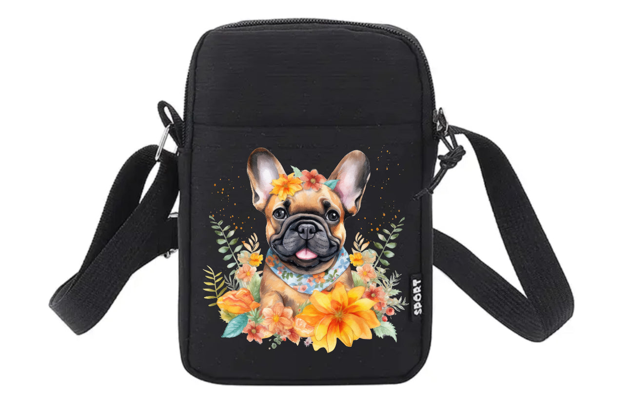 Französische Bulldogge Tasche / Umhängetasche Floral #9