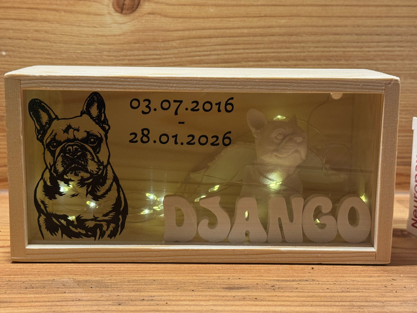 Französische Bulldogge Figur Holz Erinnerung #3