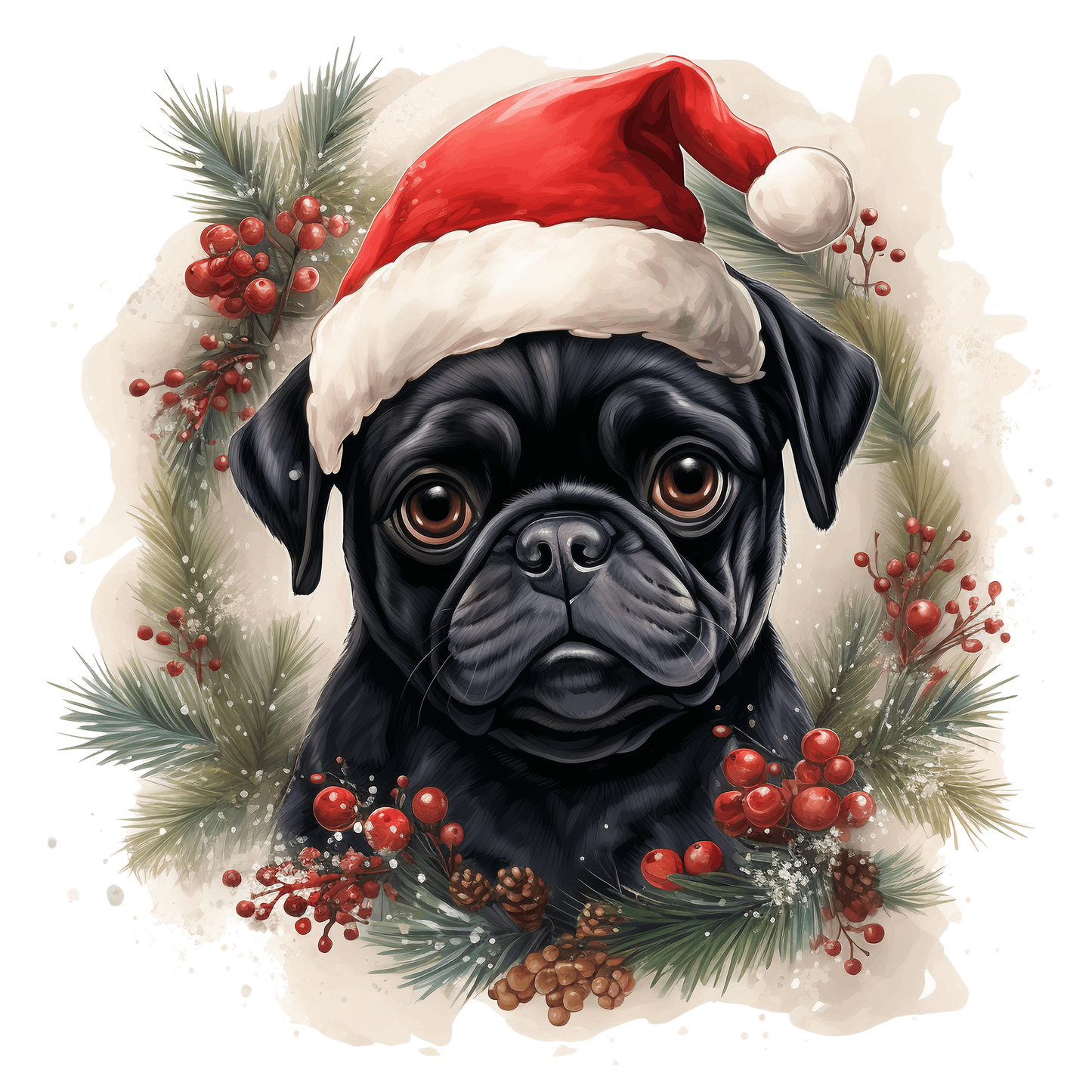 Mops Bügelbild Weihnachten #3