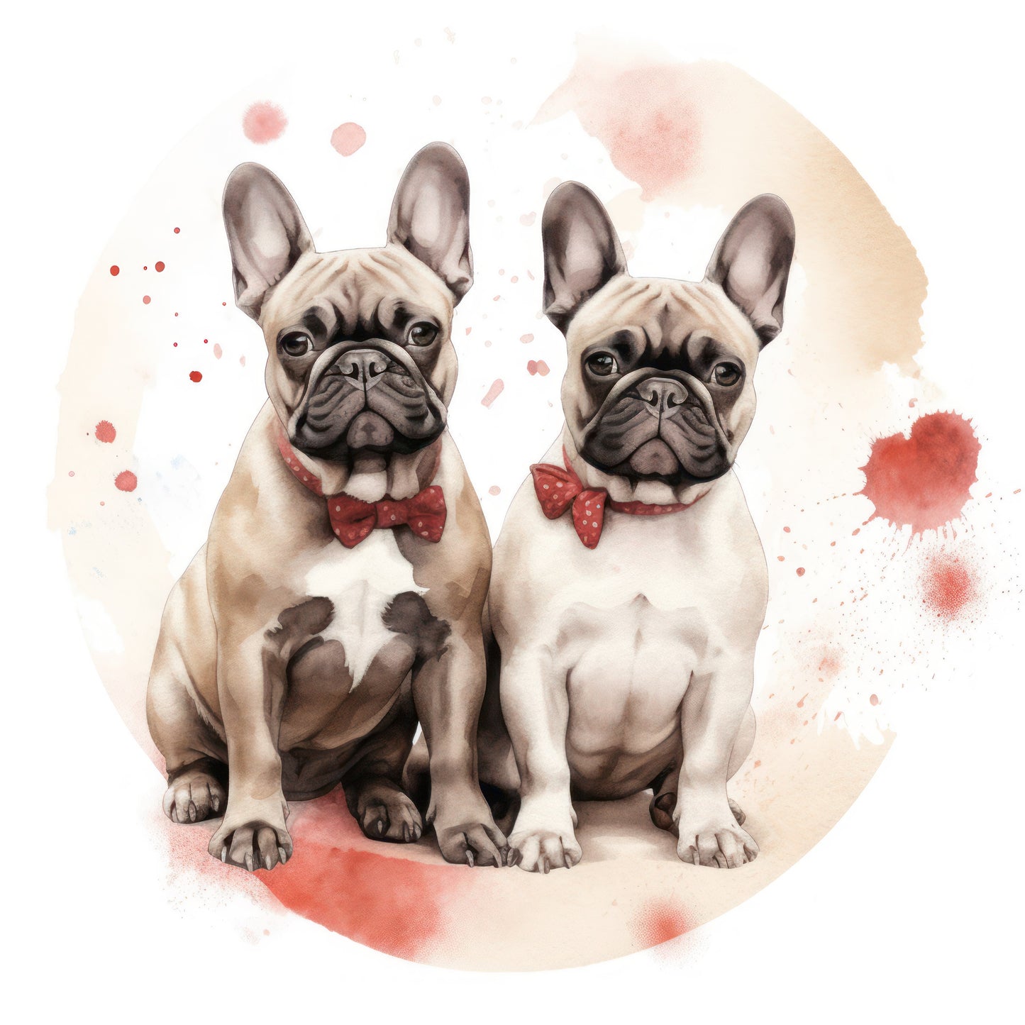 Französische Bulldogge Bügelbild Herzen #5