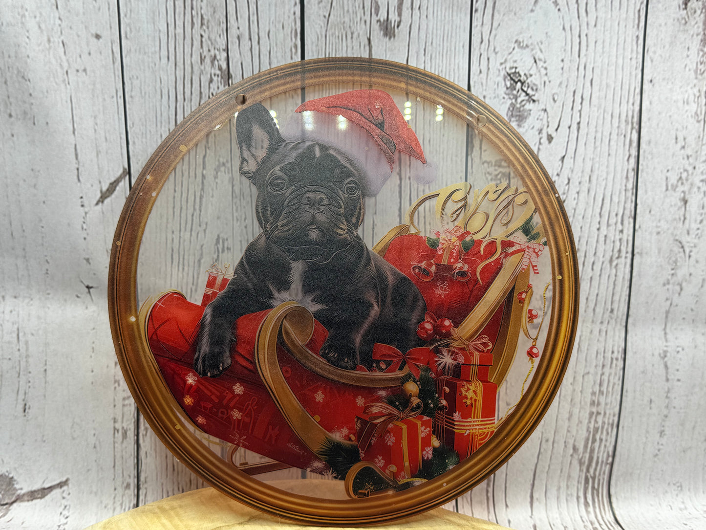 Französische Bulldogge Dekoschild / Dekoration / Sonnenfänger Weihnachten #27- Sale