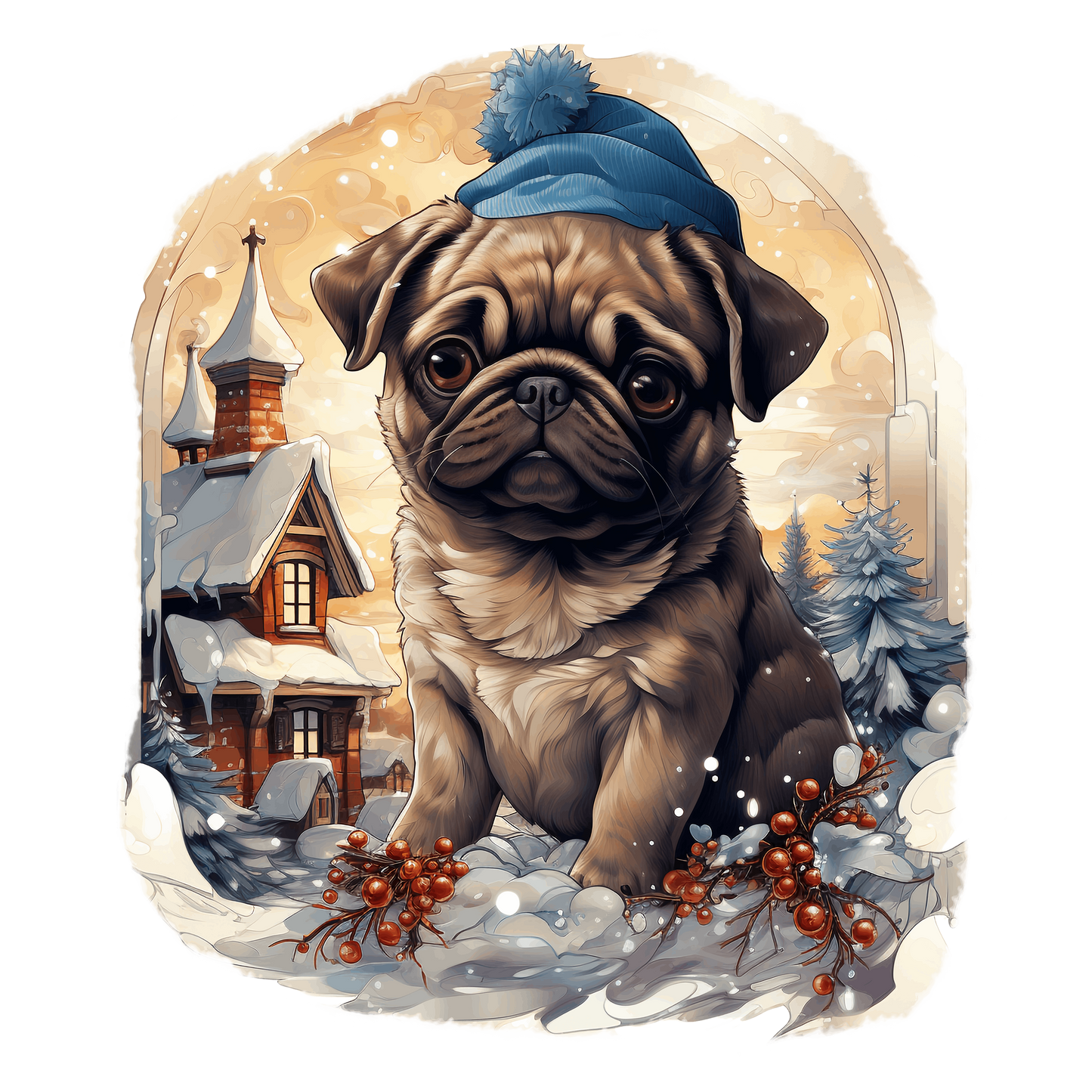 Mops Bügelbild Weihnachten #9