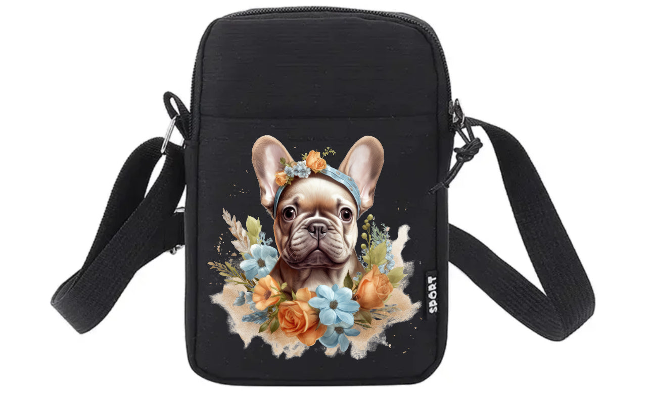 Französische Bulldogge Tasche / Umhängetasche Floral #7