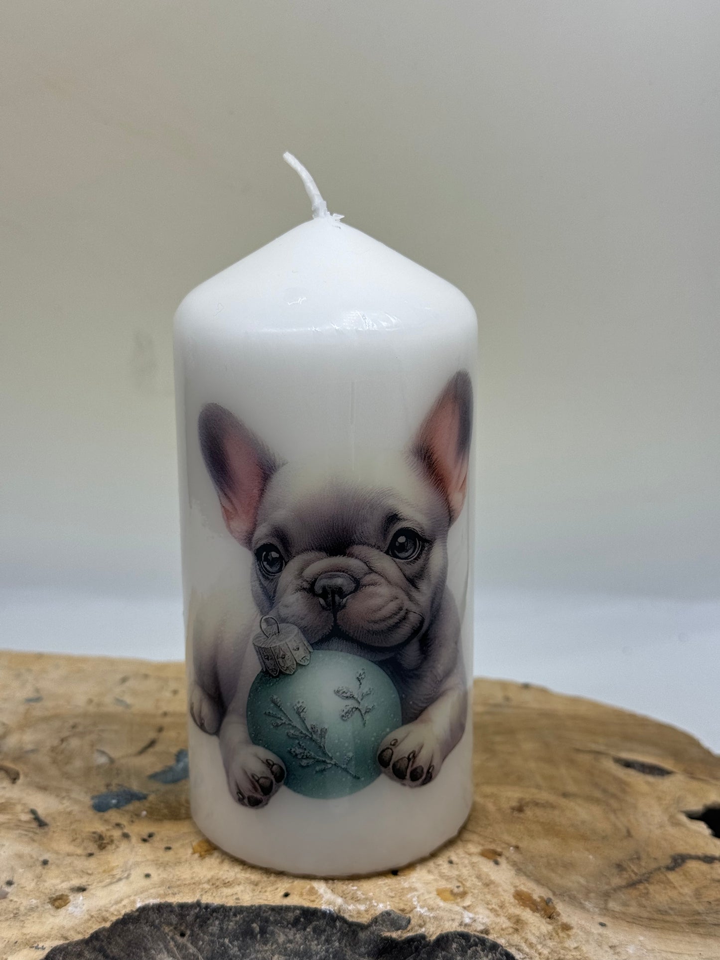 Französische Bulldogge Kerze / Stumpenkerze Weihnachten #4