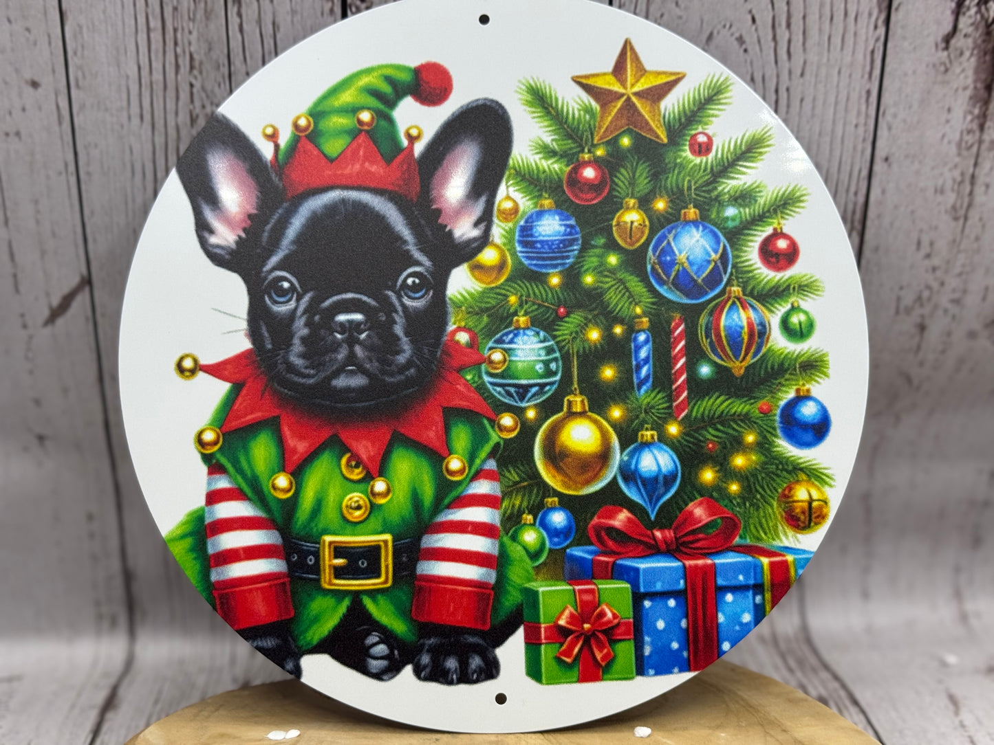Französische Bulldogge Türschild / Dekoschild / Blechschild Weihnachten #167 - Sale