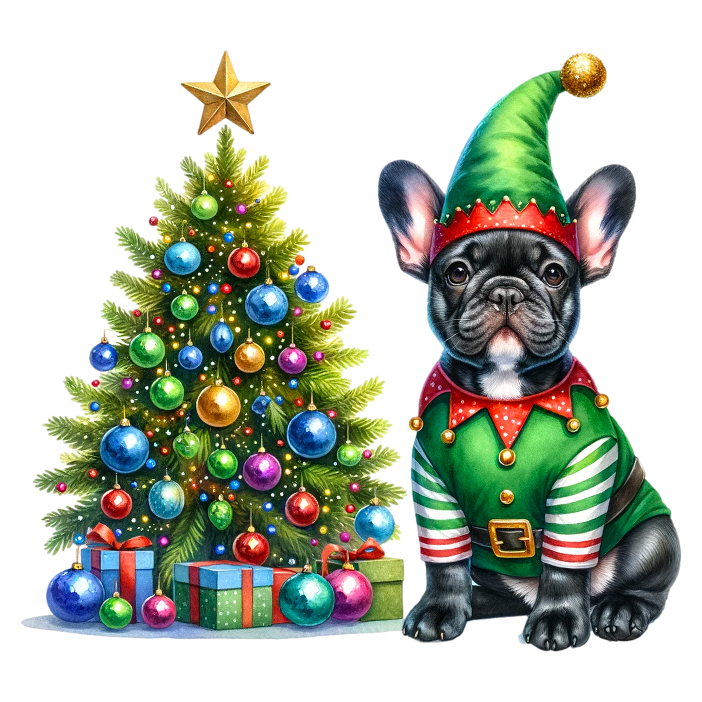 Französische Bulldogge Bügelbild Weihnachten #38