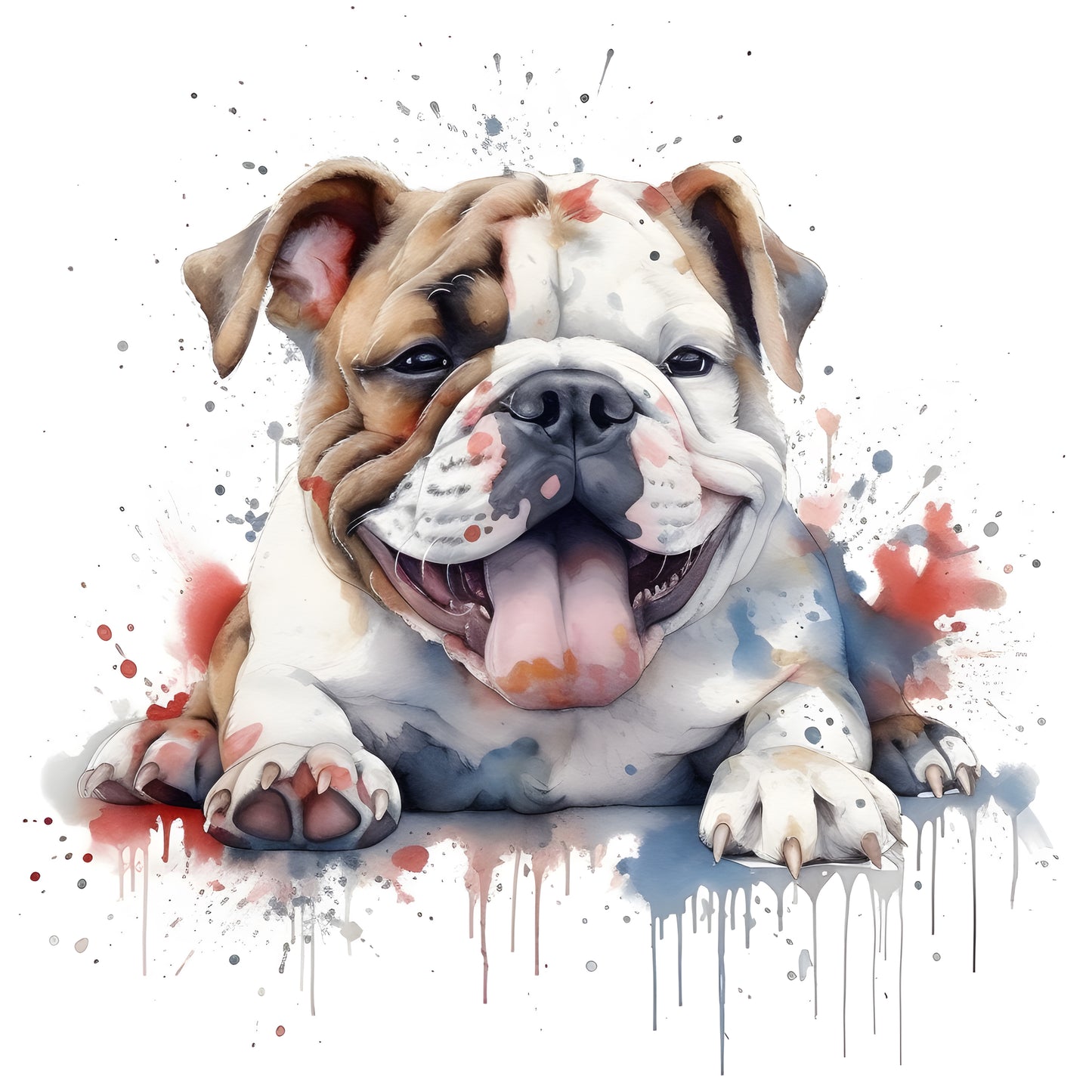 Englische Bulldogge Bügelbild Watercolor #4