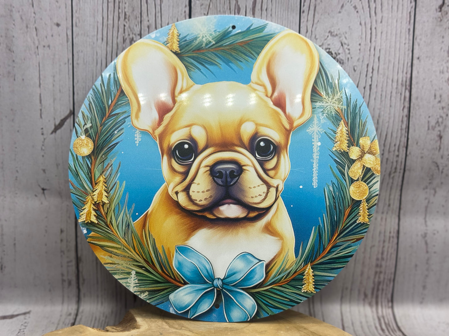 Französische Bulldogge Türschild / Dekoschild / Blechschild Weihnachten #171 -Sale