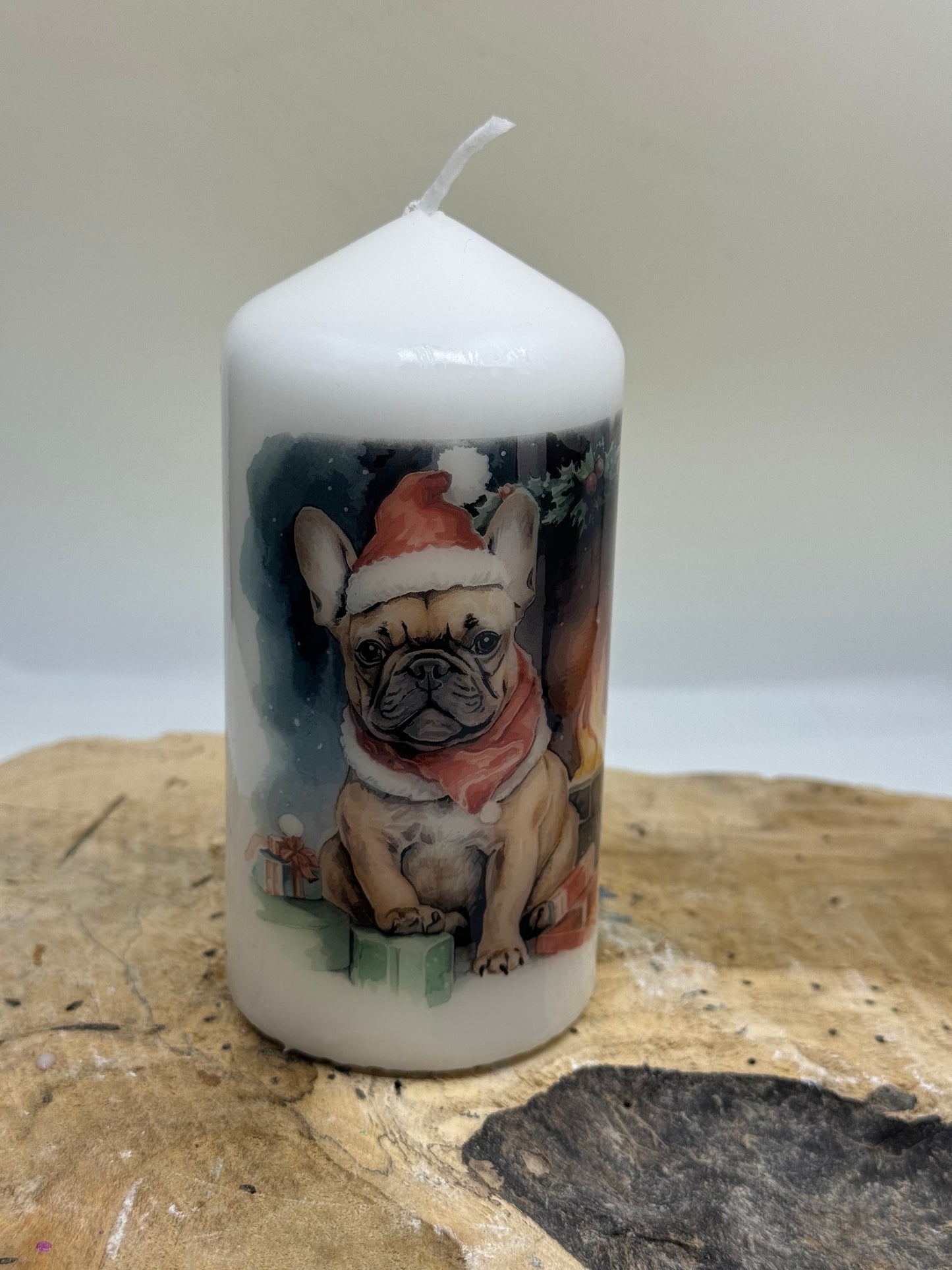 Französische Bulldogge Kerze / Stumpenkerze Weihnachten #8