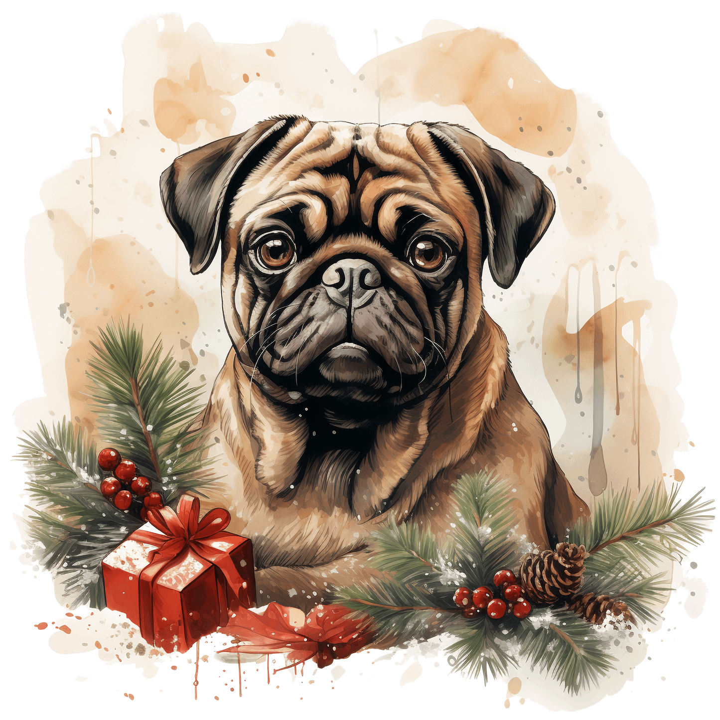 Mops Bügelbild Weihnachten #2