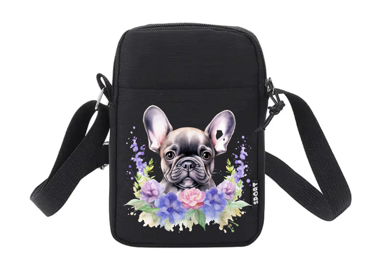 Französische Bulldogge Tasche / Umhängetasche Floral #5