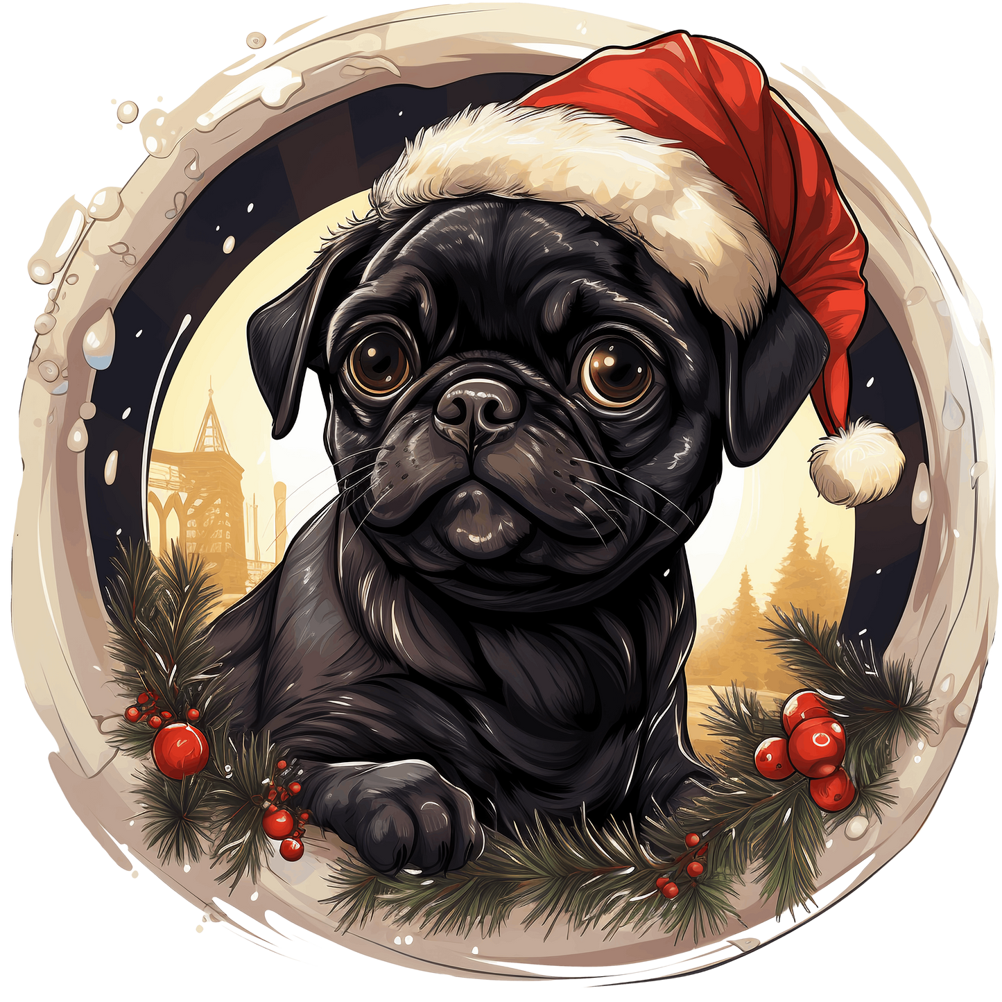 Mops Bügelbild Weihnachten #14