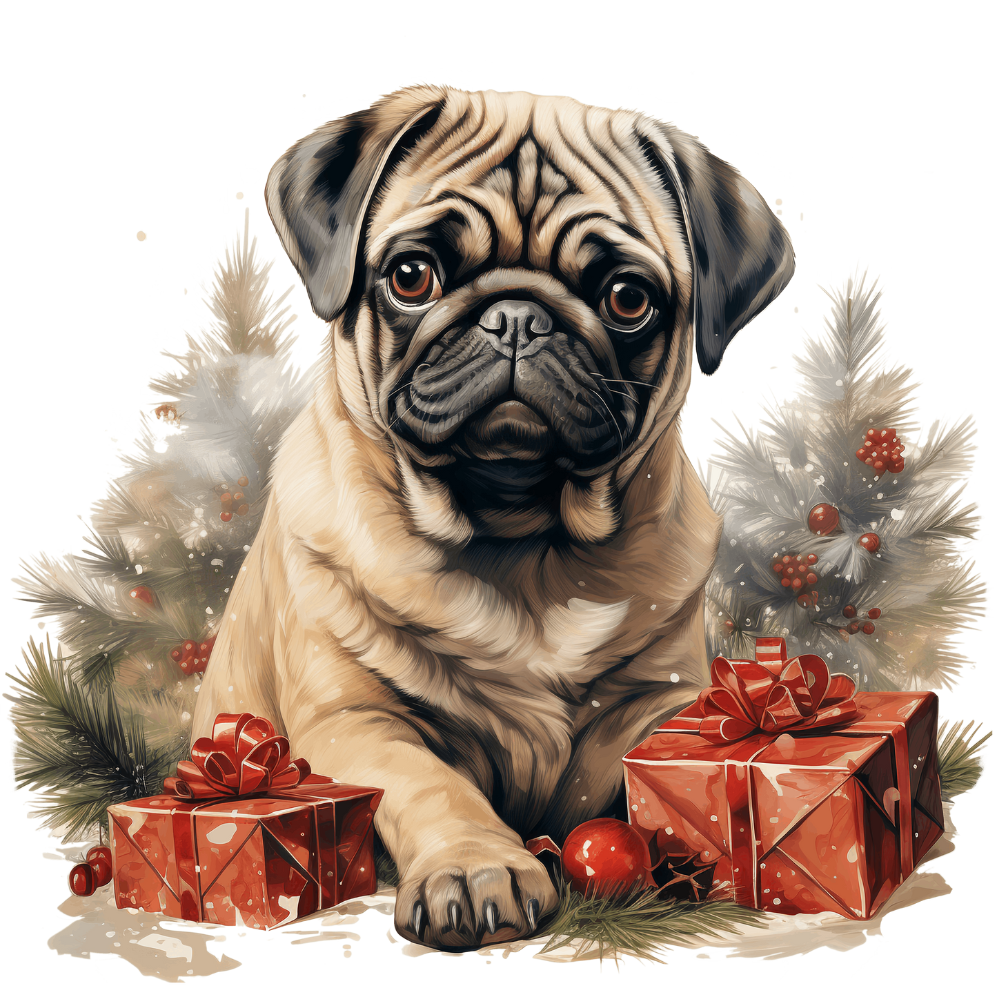 Mops Bügelbild Weihnachten #30