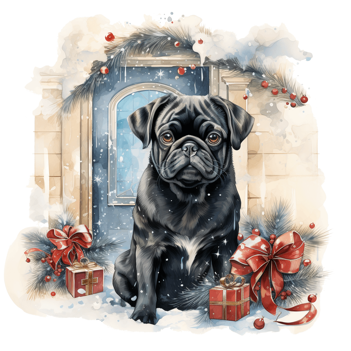 Mops Bügelbild Weihnachten #22