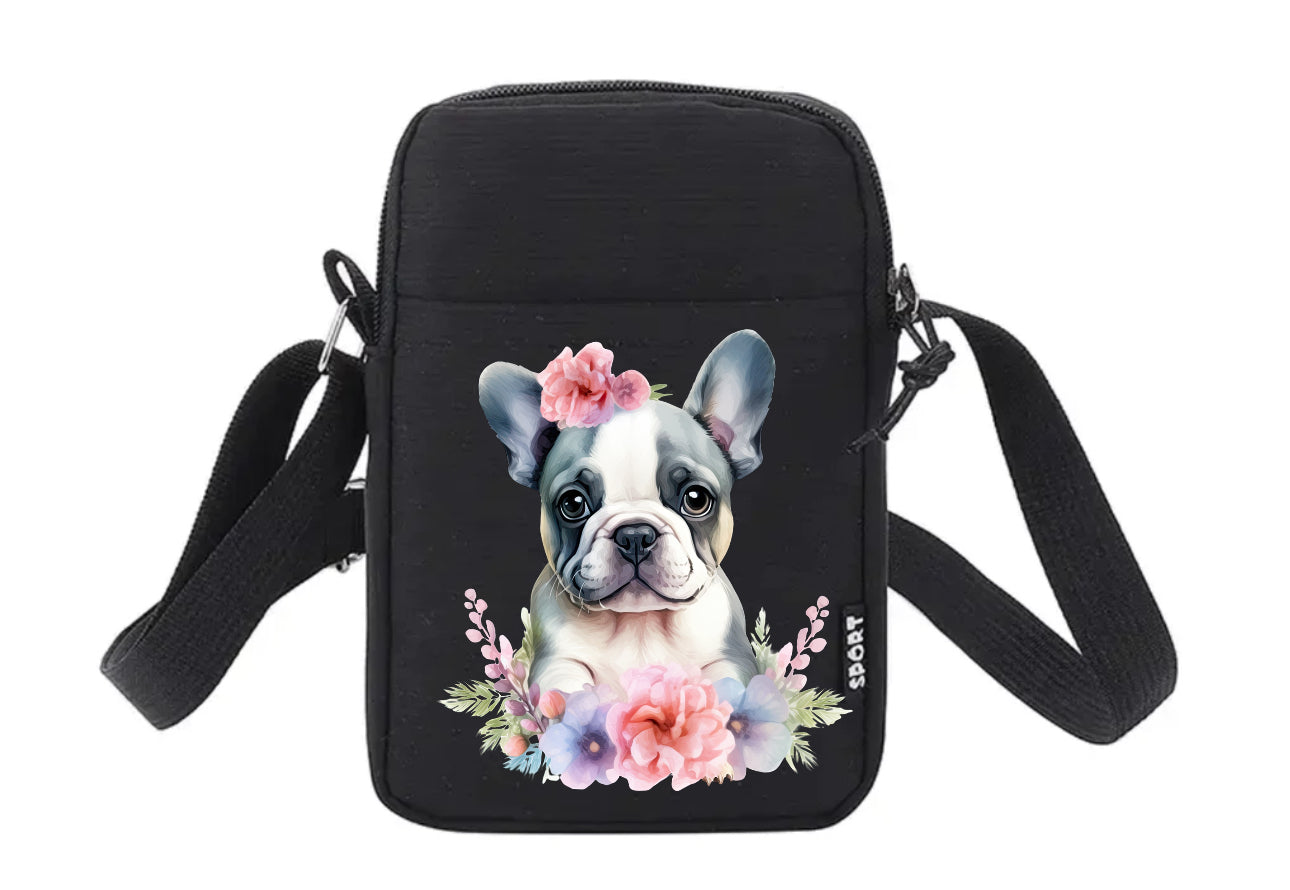 Französische Bulldogge Tasche / Umhängetasche Floral #4