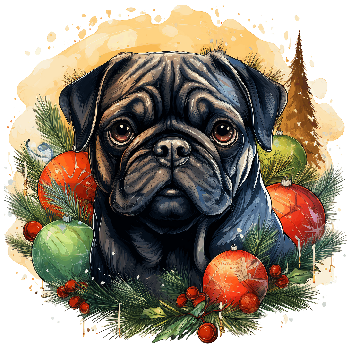 Mops Bügelbild Weihnachten #23