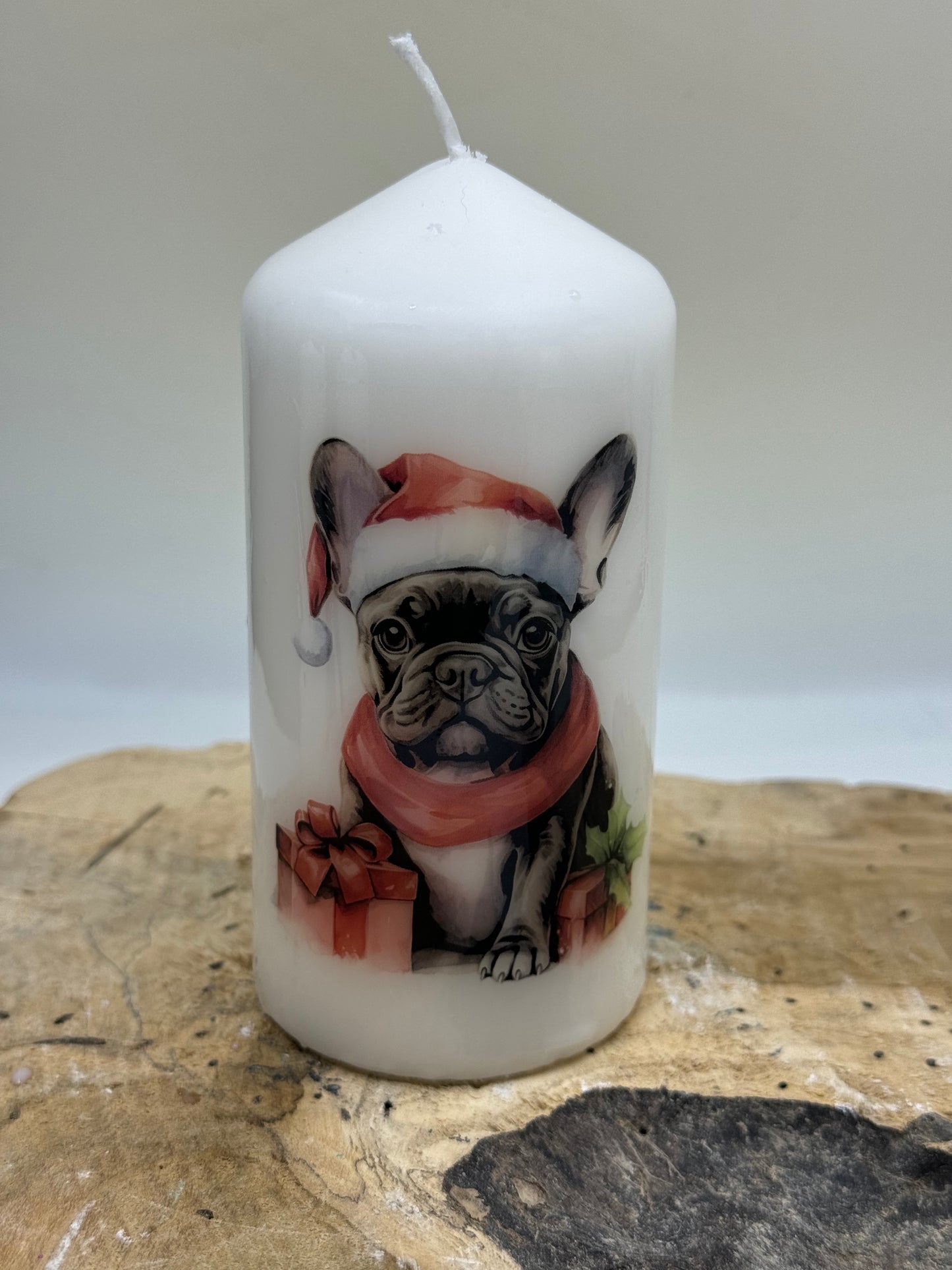 Französische Bulldogge Kerze / Stumpenkerze Weihnachten #11